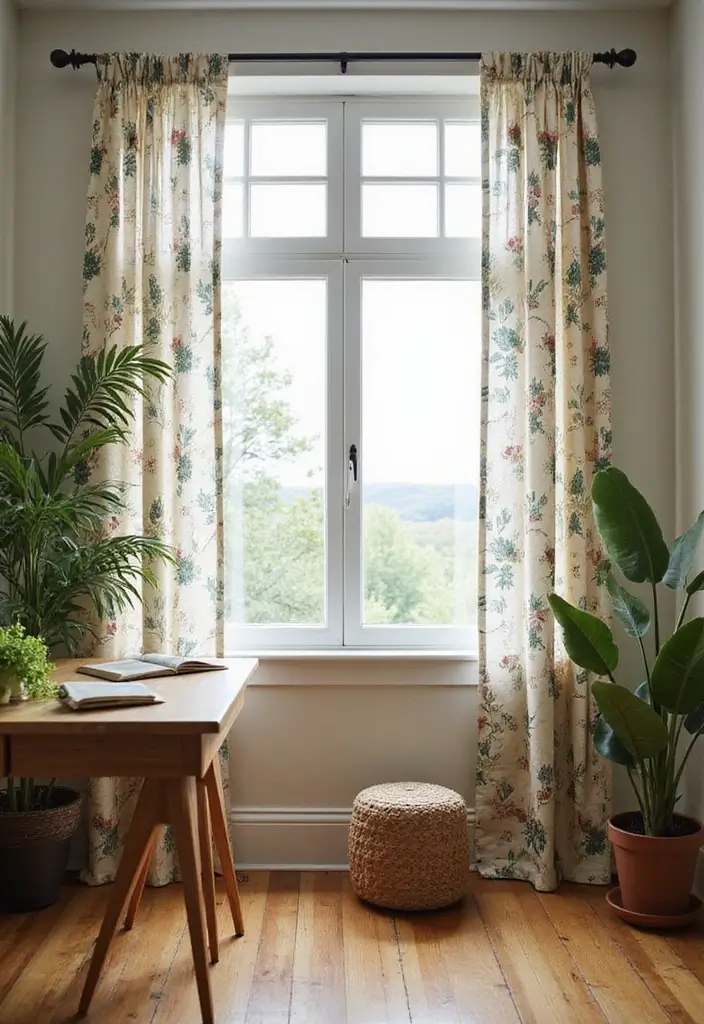 30 Office Curtain Ideas for Style and Privacy 16. Outdoor Inspired Curtains
