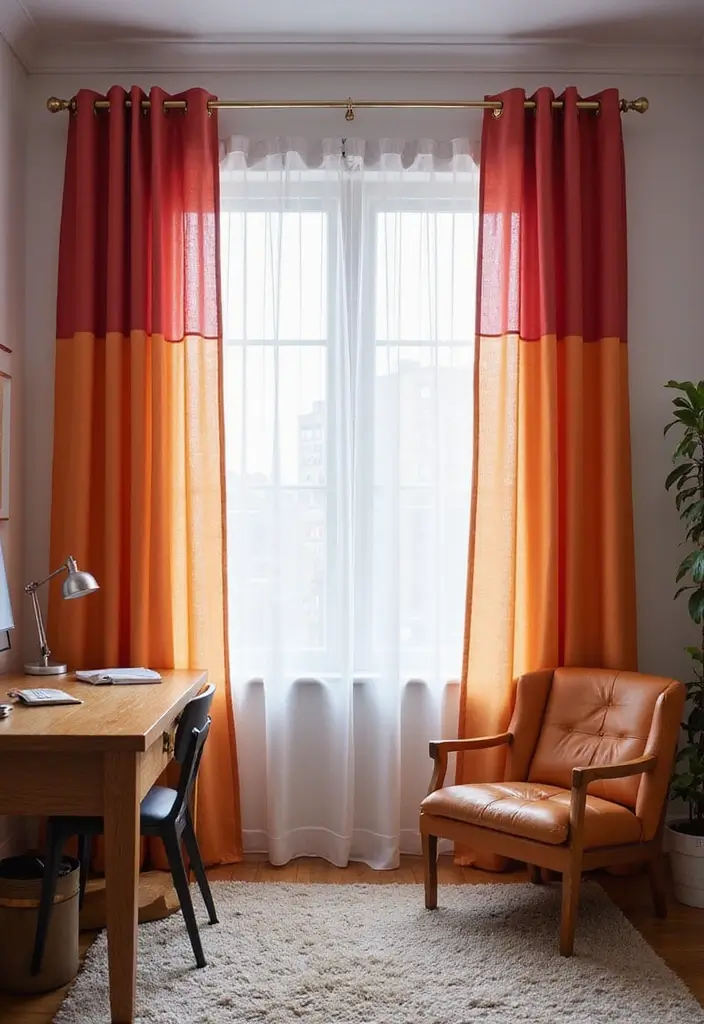 30 Office Curtain Ideas for Style and Privacy 20. Ombre Effects