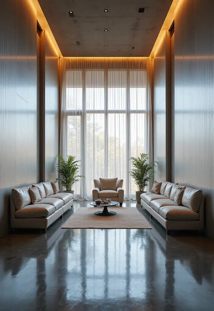 30 Office Curtain Ideas for Style and Privacy 27. Futuristic Metallics