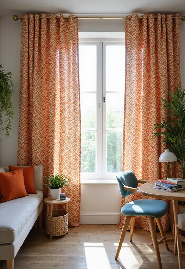 30 Office Curtain Ideas for Style and Privacy 3. Bold Patterns