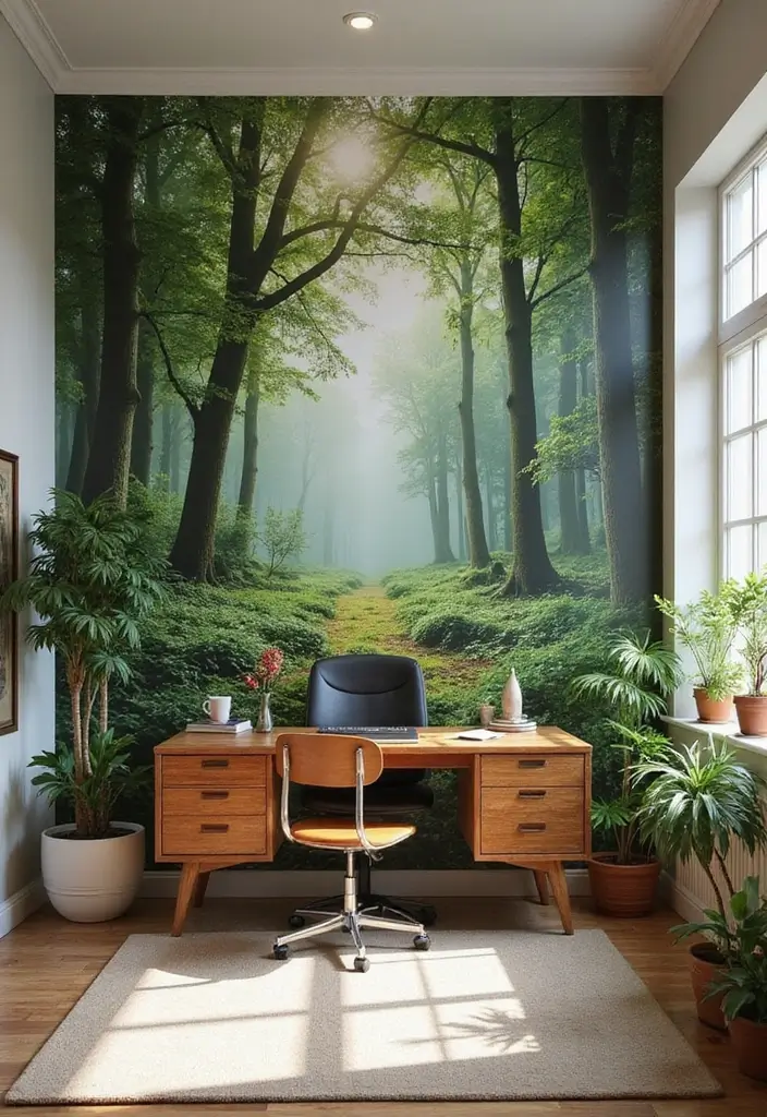 30+ Office Wallpaper Ideas You’ll Want to Try 1 30 Office Wallpaper Ideas Youll Want to Try 1. Nature Inspired Murals