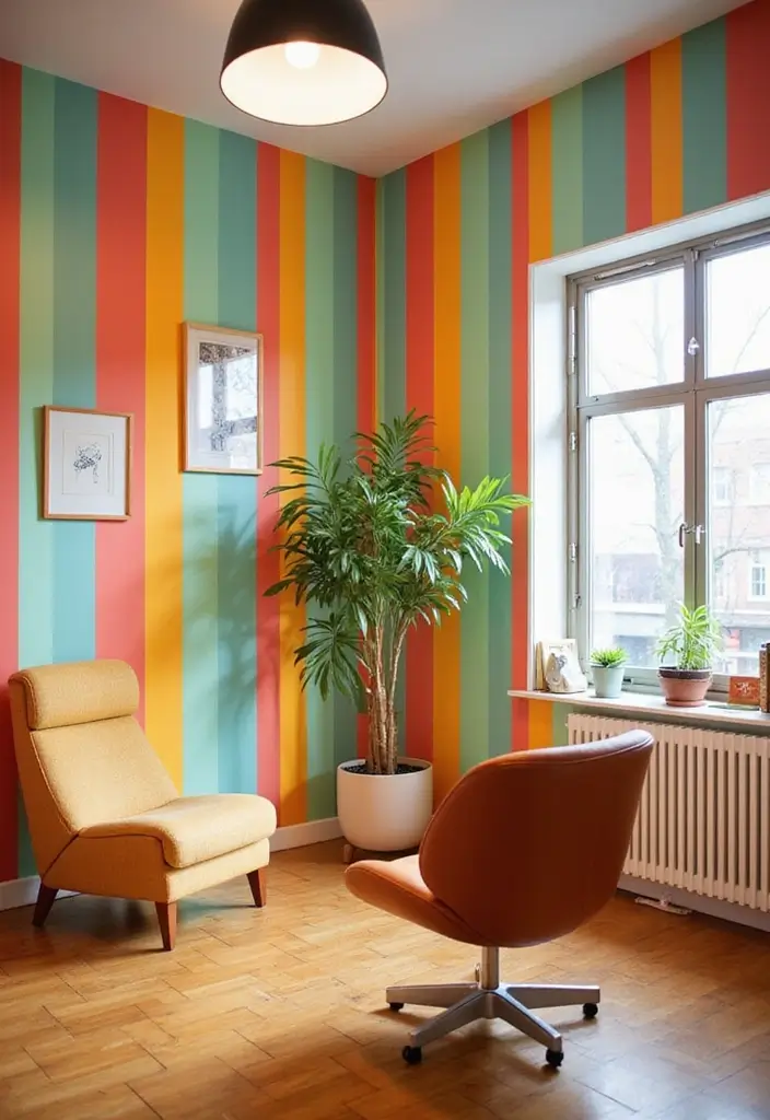 30+ Office Wallpaper Ideas You’ll Want to Try 14 30 Office Wallpaper Ideas Youll Want to Try 14. Retro Lines and Stripes