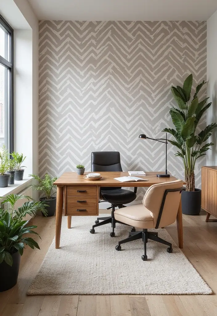 30+ Office Wallpaper Ideas You’ll Want to Try 24 30 Office Wallpaper Ideas Youll Want to Try 24. Timeless Chevron Patterns