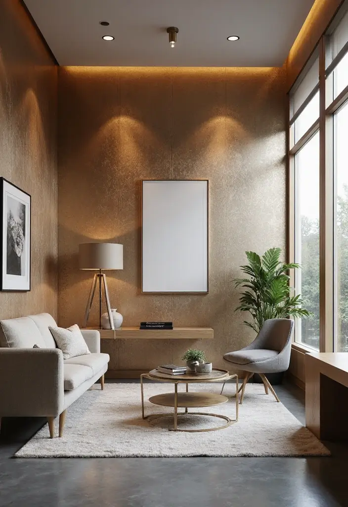 30+ Office Wallpaper Ideas You’ll Want to Try 29 30 Office Wallpaper Ideas Youll Want to Try 29. Shimmering Metallic Finishes