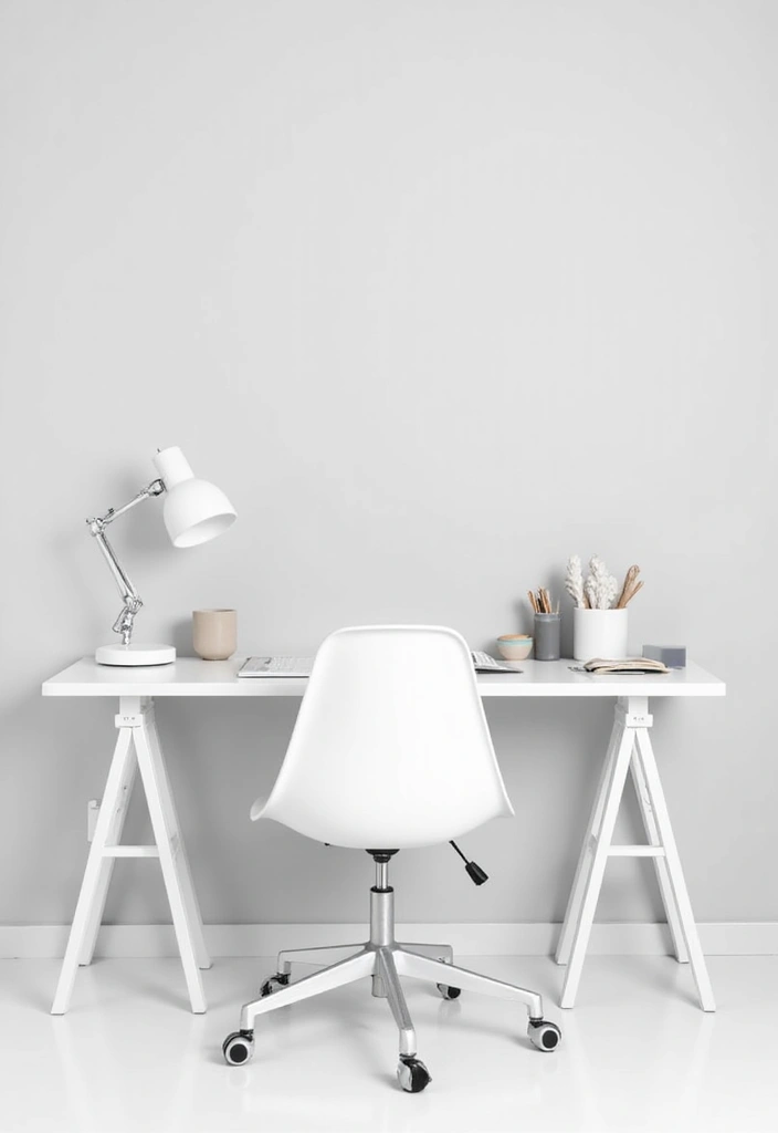 30 White Office Decor Ideas for a Clean Look 1. All White Desk Setup