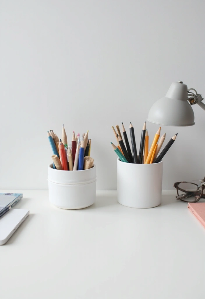 30 White Office Decor Ideas for a Clean Look 11. White Desk Organizer