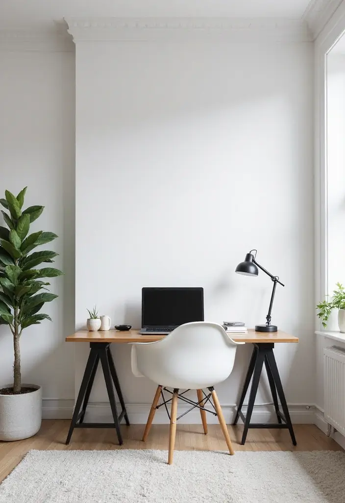 30 White Office Decor Ideas for a Clean Look 13. White Accent Wall