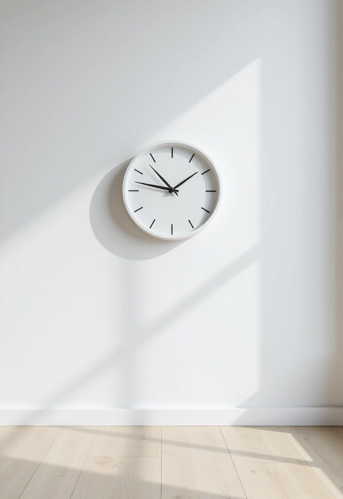 30 White Office Decor Ideas for a Clean Look 16. White Wall Clock