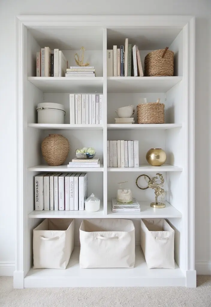 30 White Office Decor Ideas for a Clean Look 2. White Bookshelves