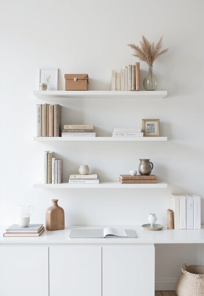 30 White Office Decor Ideas for a Clean Look 30. White Wall Shelves