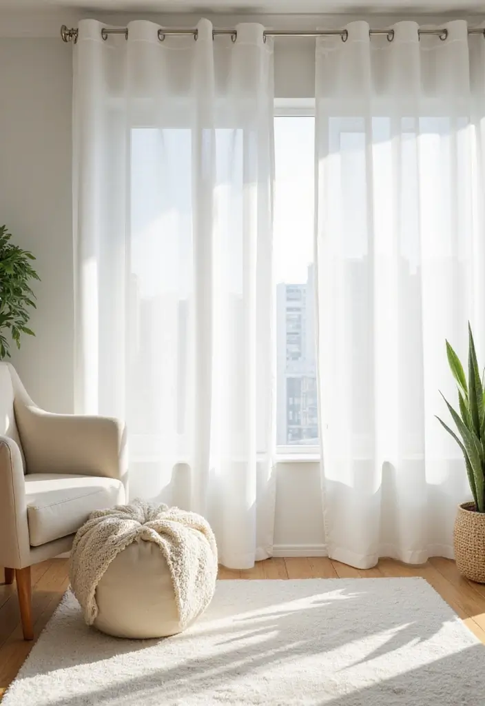 30 White Office Decor Ideas for a Clean Look 6. White Curtains or Blinds
