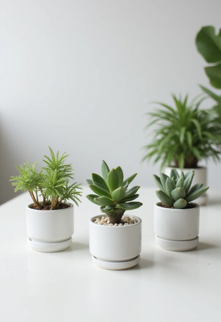 30 White Office Decor Ideas for a Clean Look 8. White Plants and Planters