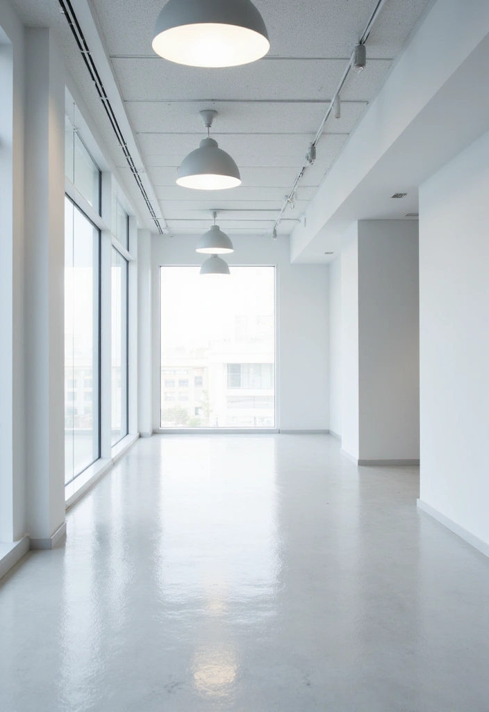 30 White Office Decor Ideas for a Clean Look 9. Bright Lighting