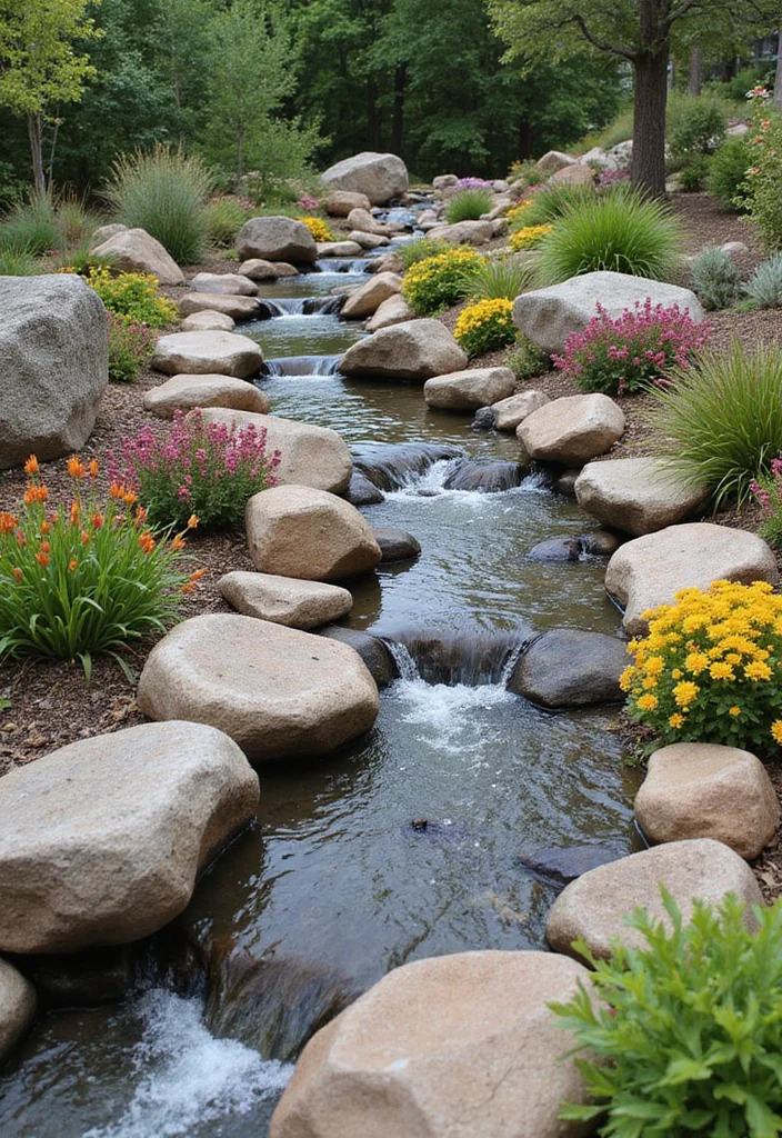 12 Backyard Creek Ideas for Natural Calming Water Features 2. Rock Gardens with Integrated Creeks