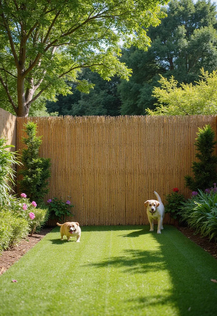 12 Backyard Dog Fence Ideas for Safe Secure Fun Play Spaces 1. Bamboo Fencing Rustic Charm with Eco Friendly Vibes