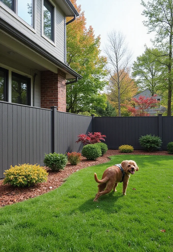 12 Backyard Dog Fence Ideas for Safe Secure Fun Play Spaces 4. Composite Fencing Durability Meets Eco Friendliness