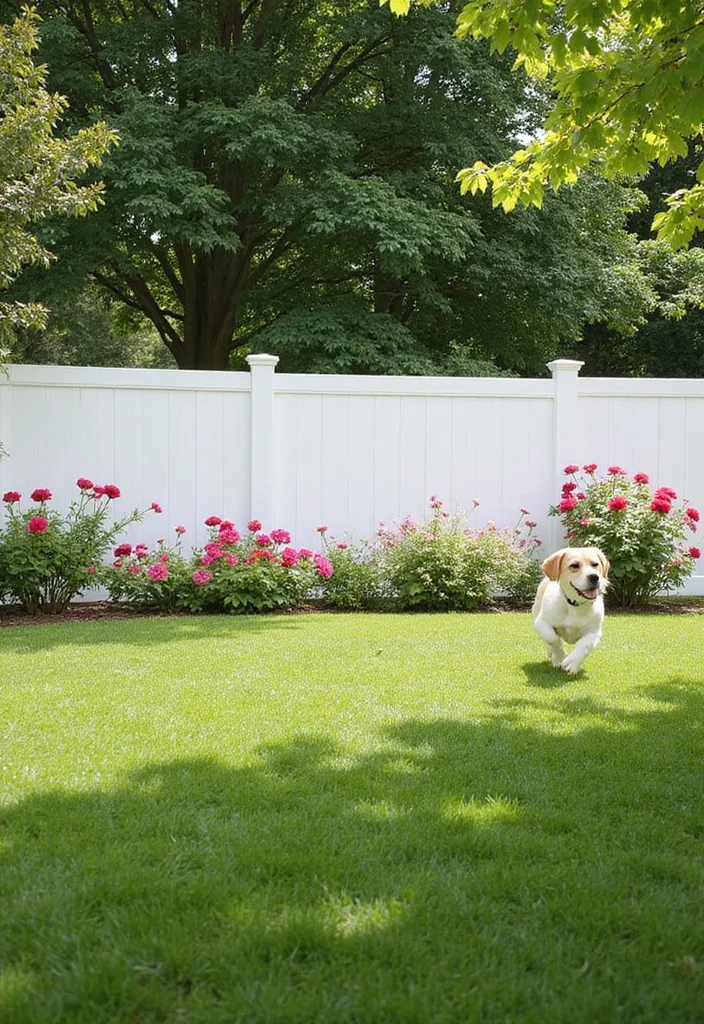 12 Backyard Dog Fence Ideas for Safe Secure Fun Play Spaces 7. Vinyl Fencing Low Maintenance and Stylish