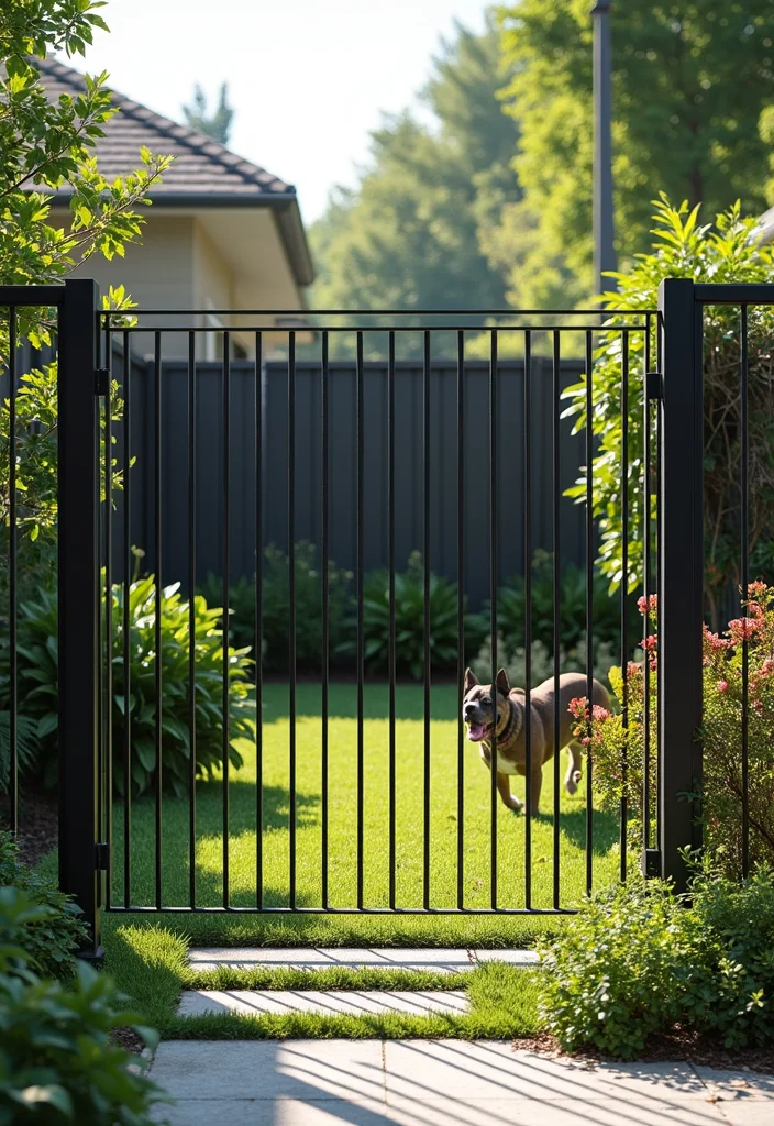 12 Backyard Dog Fence Ideas for Safe Secure Fun Play Spaces 8. Metal Fencing Modern and Strong