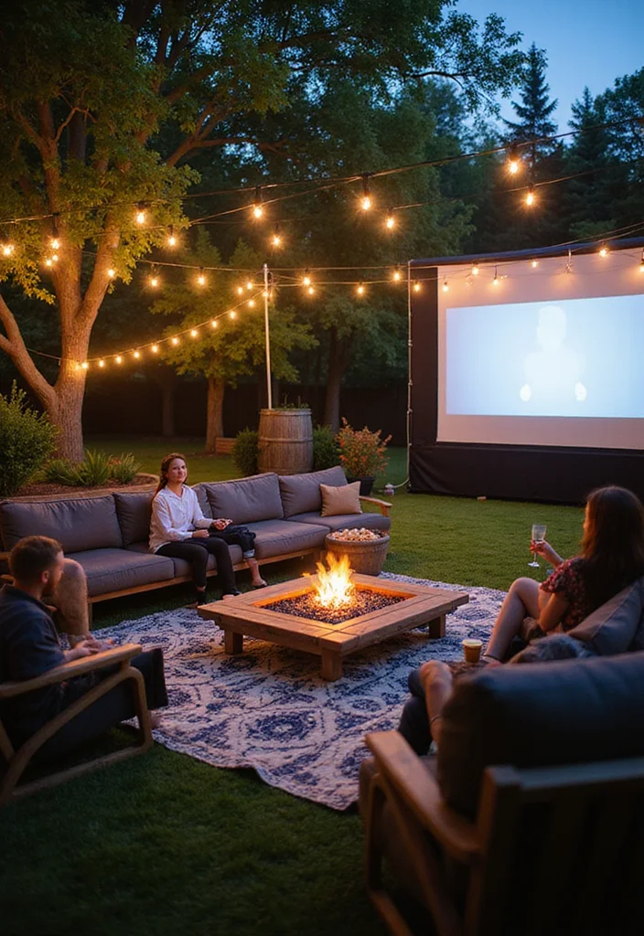 12 Backyard Movie Night Ideas for Fun Cozy Outdoor Evenings 11. Personalize with Fun Decor