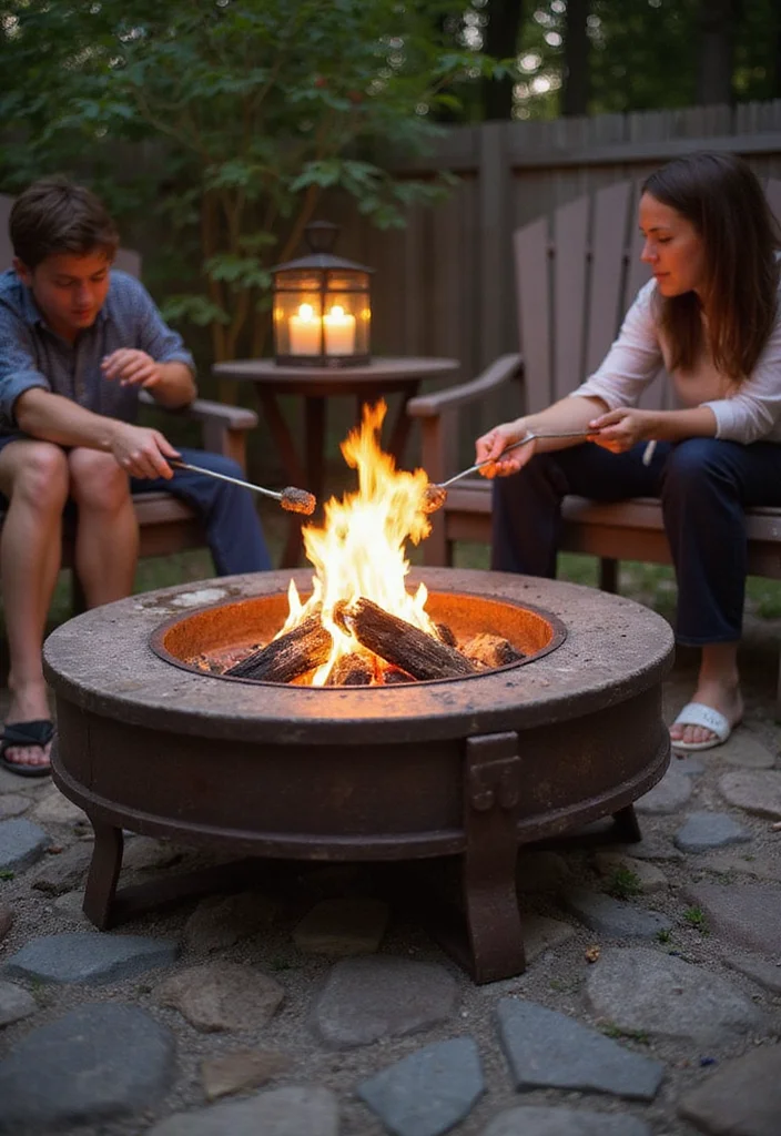 12 Backyard Patio Fire Pit Ideas for Warm Social Gatherings 10. Upcycled Fire Pit from Old Grill