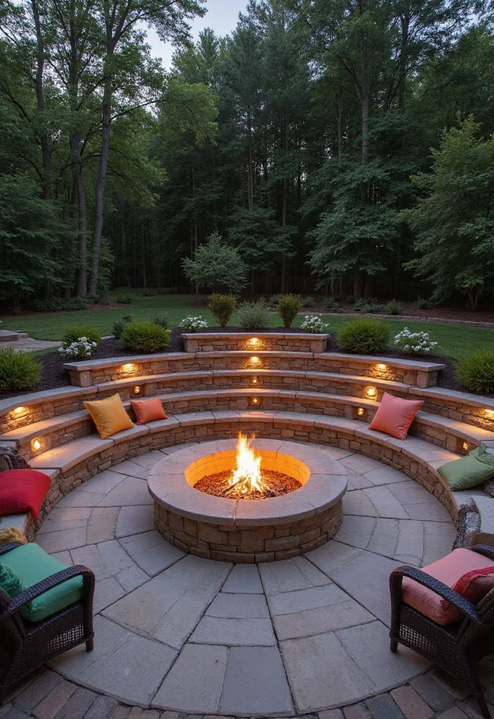 12 Backyard Patio Fire Pit Ideas for Warm Social Gatherings 11. Fire Pit with Seating Walls