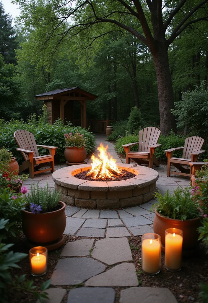 12 Backyard Patio Fire Pit Ideas for Warm Social Gatherings 4. Fire Pit with Built in Planters