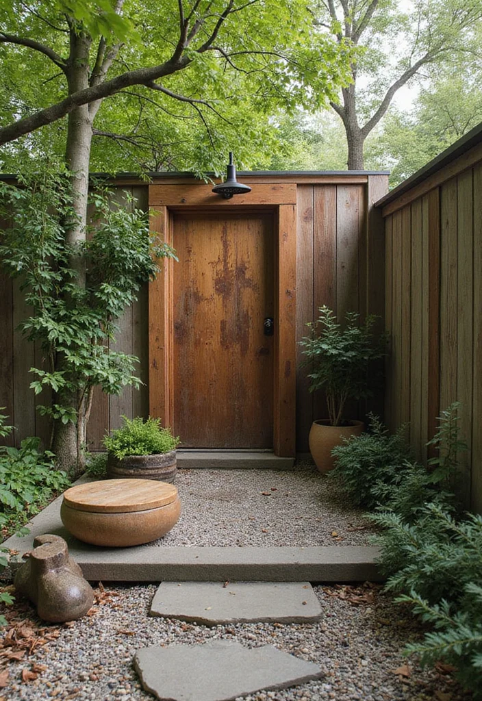 12 Backyard Pea Gravel Ideas for Simple Clean Low Maintenance Style 89 12 Backyard Pea Gravel Ideas for Simple Clean Low Maintenance Style 9. Rustic Outdoor Shower