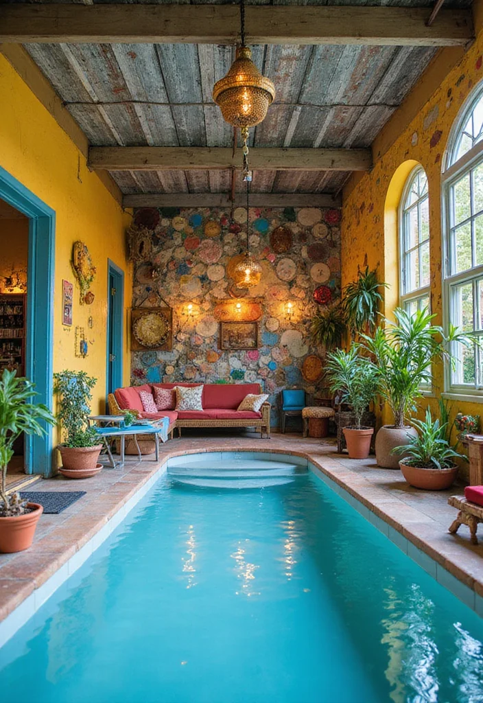12 Backyard Pool House Ideas for Convenient Comfortable Hosting 10. Artistic Touches and Decor