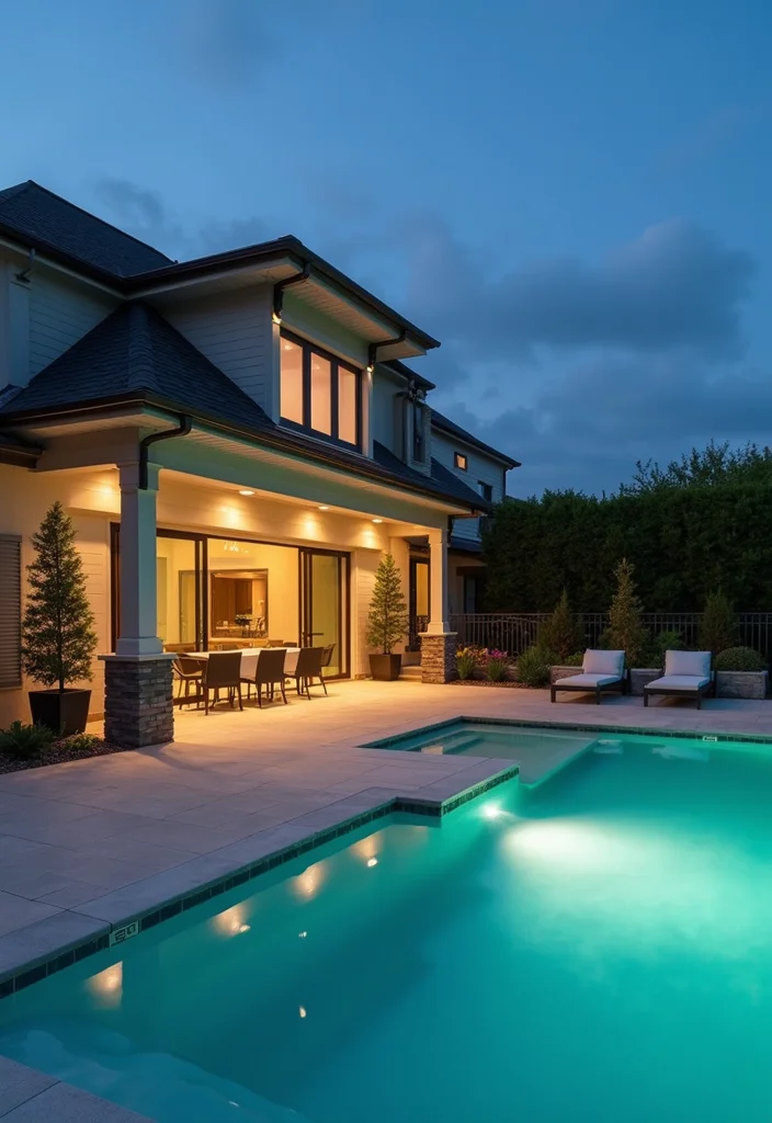 12 Backyard Pool House Ideas for Convenient Comfortable Hosting 11. Incorporate Smart Technology