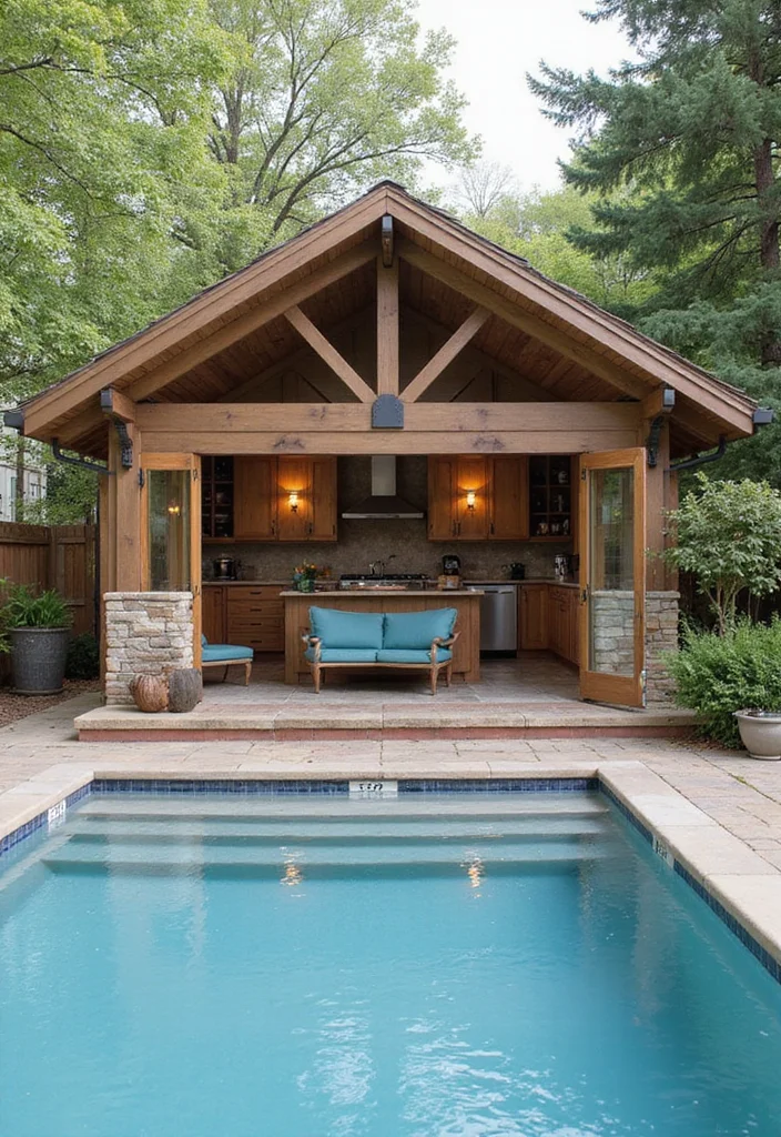 12 Backyard Pool House Ideas for Convenient Comfortable Hosting 2. Multi Purpose Space