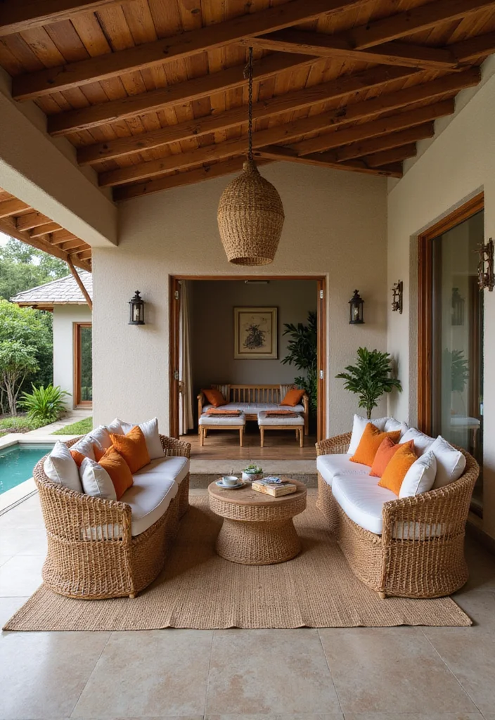 12 Backyard Pool House Ideas for Convenient Comfortable Hosting 6. Stylish Lounge Areas