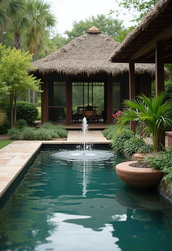 12 Backyard Pool House Ideas for Convenient Comfortable Hosting 8. Bring in Water Features