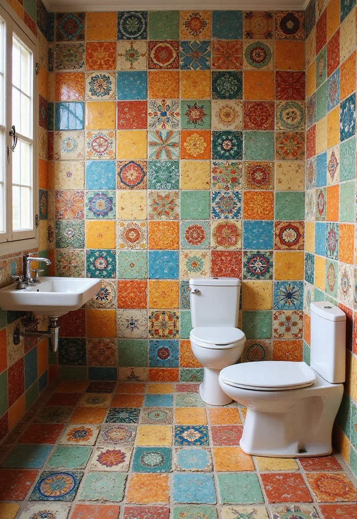 12 Bathroom Floor Tile Ideas for Durable Beautiful Everyday Use 2. Colorful Ceramic Tiles