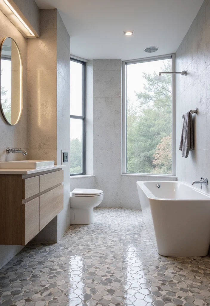 12 Bathroom Floor Tile Ideas for Durable Beautiful Everyday Use 4. Geometric Patterned Tiles