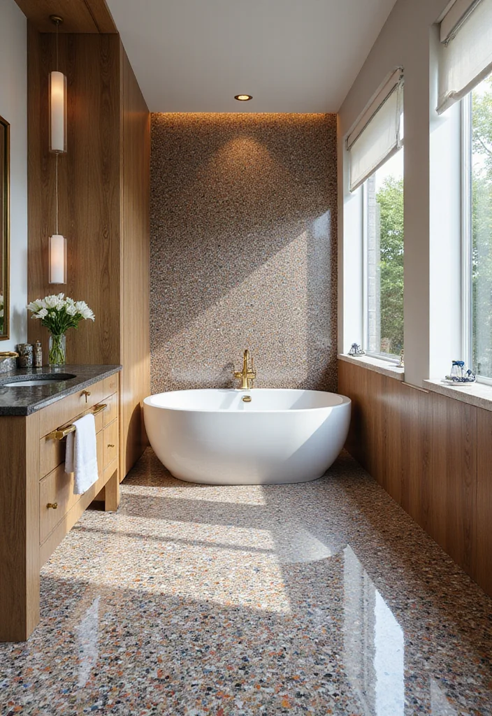 12 Bathroom Floor Tile Ideas for Durable Beautiful Everyday Use 6. Terrazzo Tiles