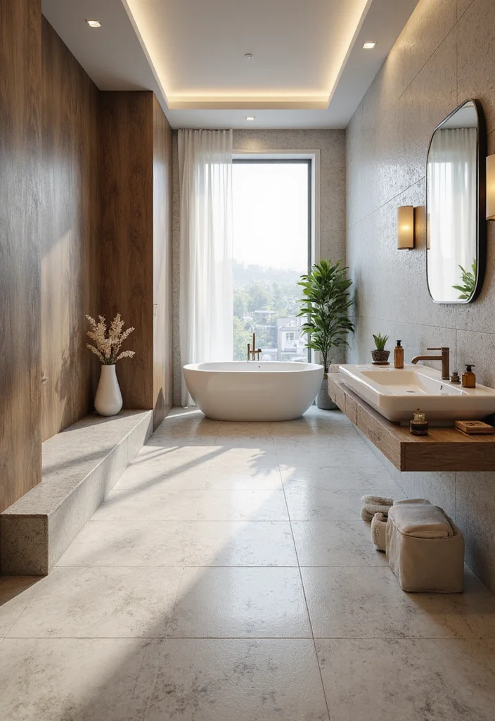 12 Bathroom Floor Tile Ideas for Durable Beautiful Everyday Use 8. Large Format Tiles