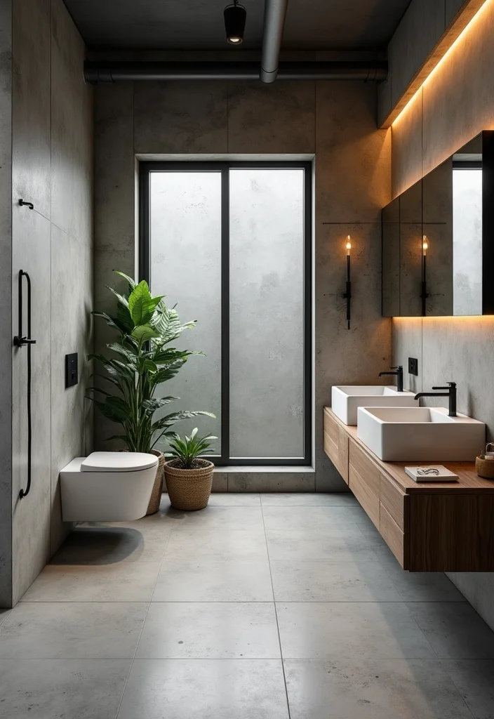 12 Bathroom Flooring Ideas for Practical Waterproof Modern Appeal 10. Concrete Industrial Chic