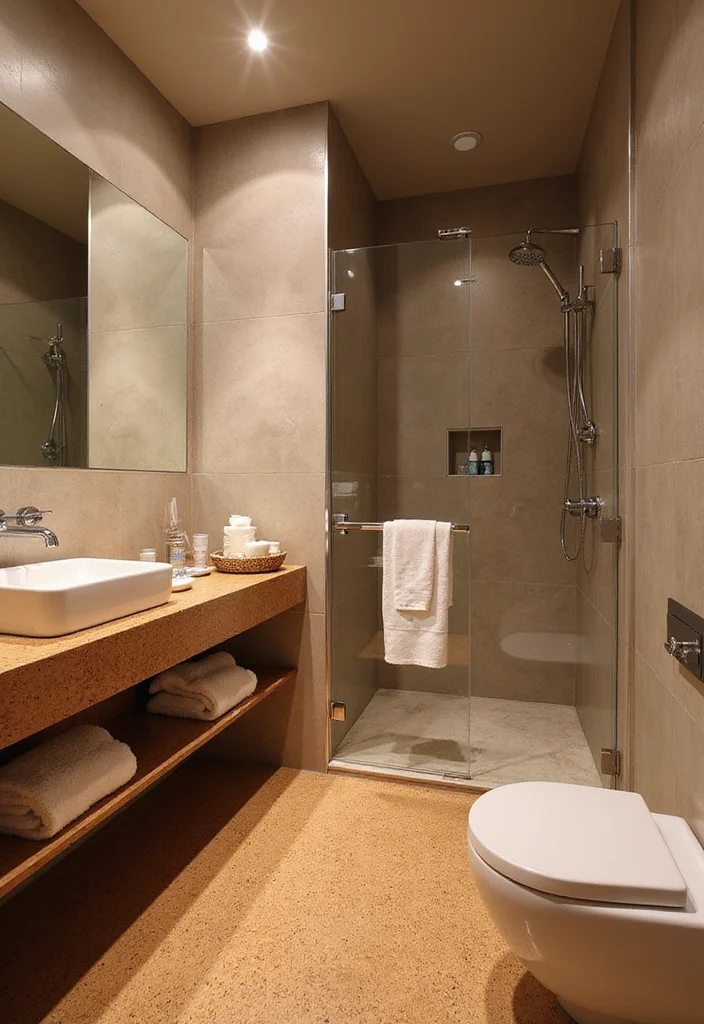 12 Bathroom Flooring Ideas for Practical Waterproof Modern Appeal 2. Cork Flooring Soft and Sustainable