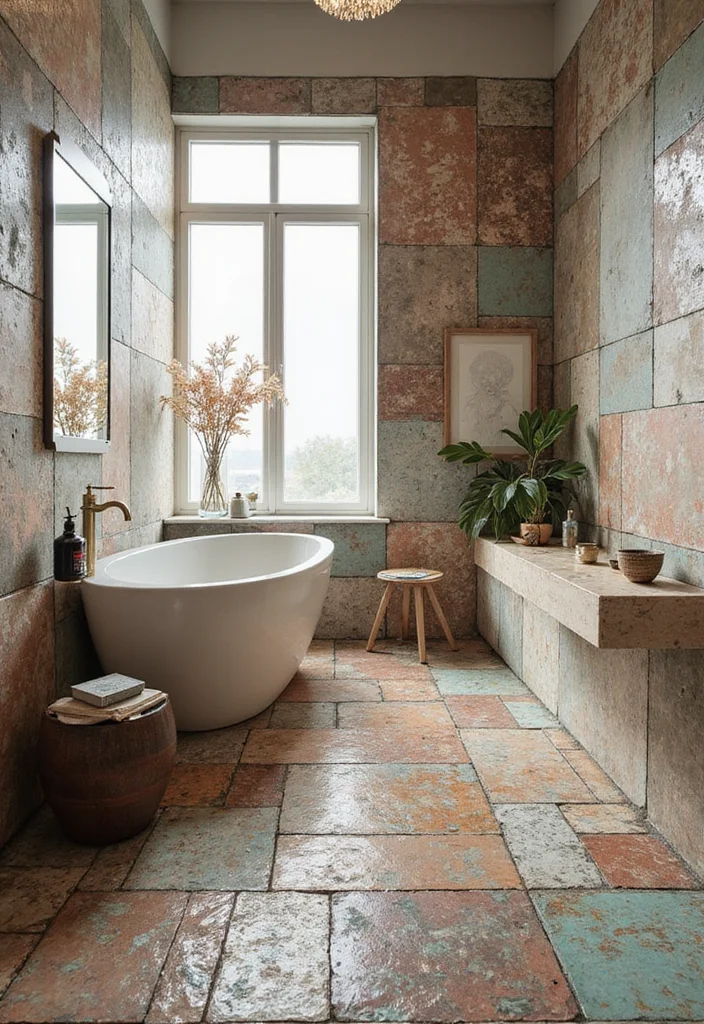 12 Bathroom Flooring Ideas for Practical Waterproof Modern Appeal 3. Recycled Tile Eco Friendly Glam