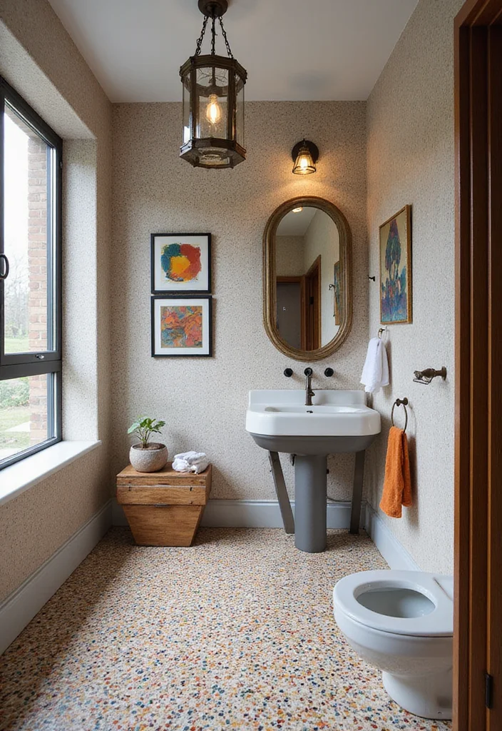 12 Bathroom Flooring Ideas for Practical Waterproof Modern Appeal 9. Terrazzo Colorful Modern
