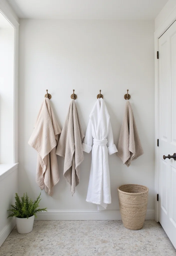 12 Bathroom Storage Ideas for Organized Easy Daily Living 8. Hooks and Hangers for Easy Access