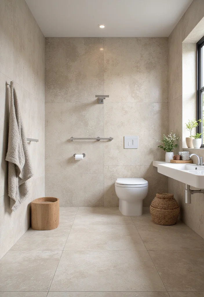 12 Bathroom Tile Floor Ideas for Clean Sleek Updated Looks 11. Vinyl Tiles for Easy Maintenance