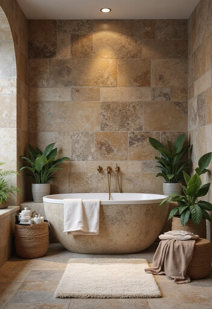 12 Bathroom Tile Floor Ideas for Clean Sleek Updated Looks 5. Natural Stone Tiles