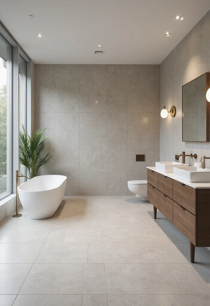 12 Bathroom Tile Floor Ideas for Clean Sleek Updated Looks 7. Large Format Tiles