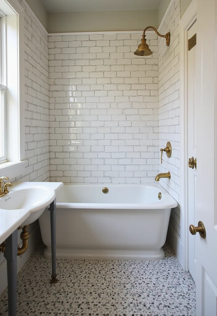 12 Bathroom Tile Floor Ideas for Clean Sleek Updated Looks 8. Vintage Inspired Subway Tiles