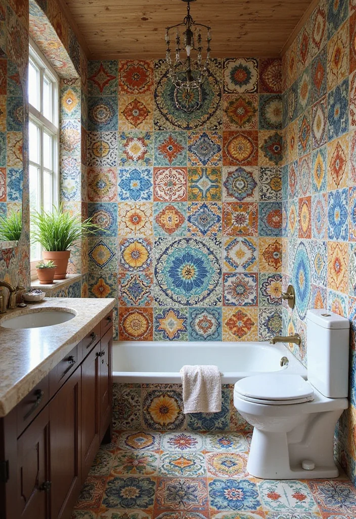 12 Bathroom Tiles Ideas for Fresh Durable Stylish Surfaces 12. Colorful Cement Tiles