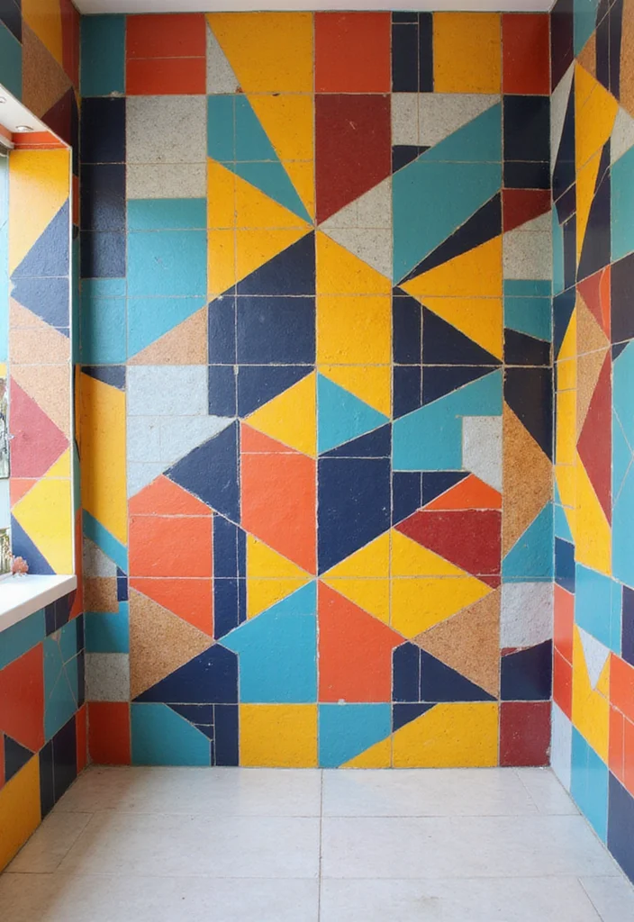 12 Bathroom Tiles Ideas for Fresh Durable Stylish Surfaces 9. Geometric Tiles