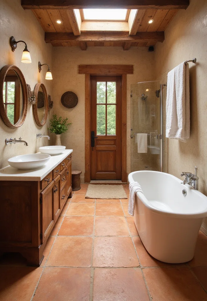 12 Bathroom Tiling Ideas for Clean Modern Patterned Designs 2. Terracotta Tiles