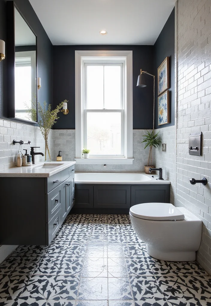 12 Bathroom Tiling Ideas for Clean Modern Patterned Designs 3. Geometric Patterned Tiles