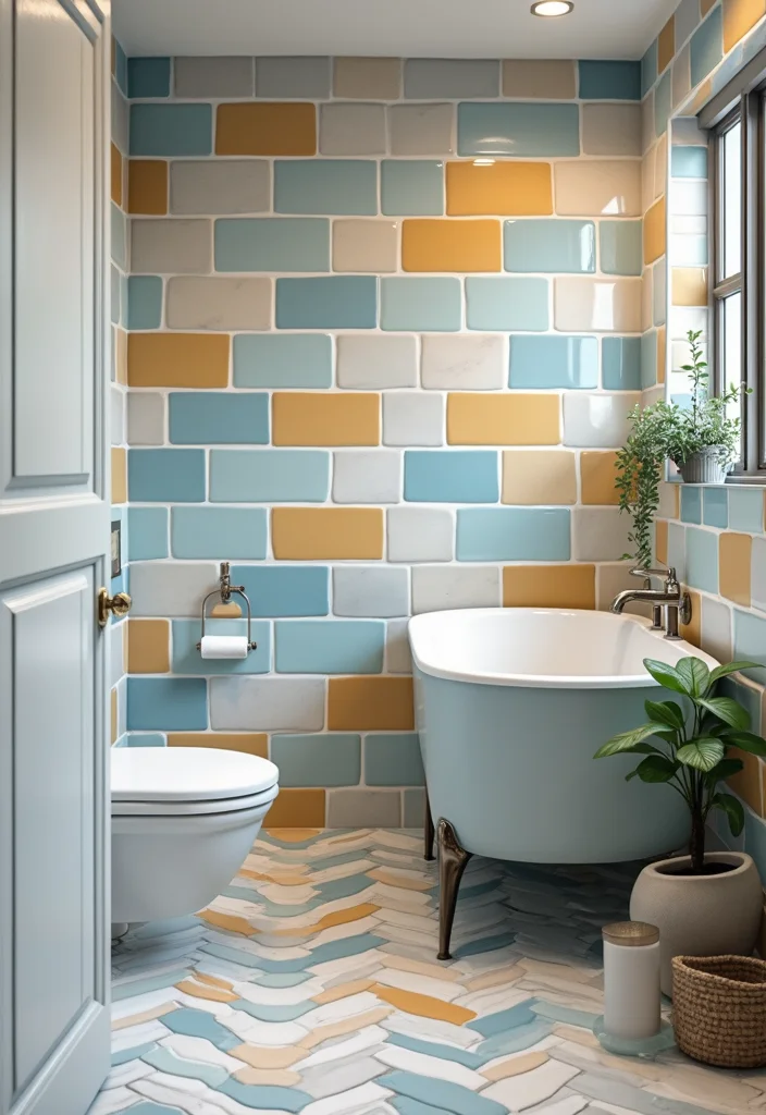 12 Bathroom Tiling Ideas for Clean Modern Patterned Designs 4. Subway Tiles with a Twist